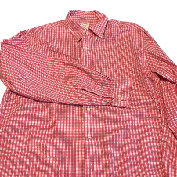 Brooks Brothers Men’s L Red Plaid Button Down Cotton Shirt Regular Fit - Picture 1 of 3